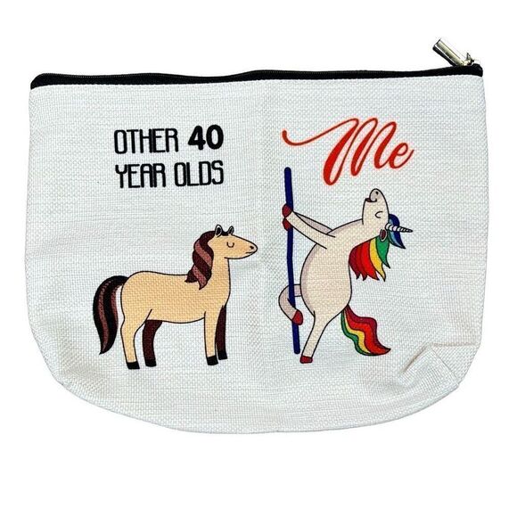 40th Birthday Unicorn Horse Funny Makeup Bag - Picture 1 of 6